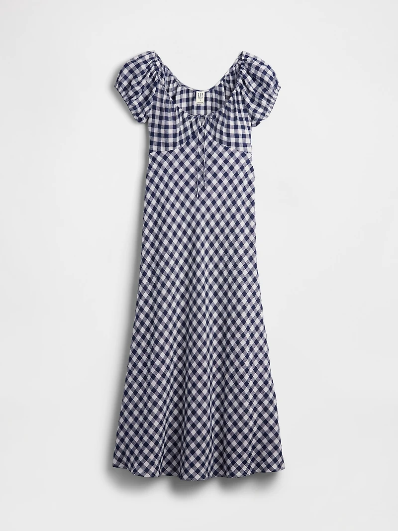 Gap × DÔEN 100% Linen Gingham Midi Dress