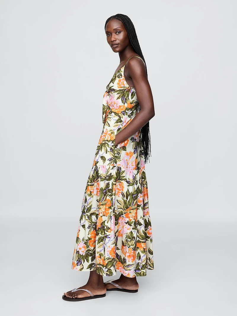 Tie-Front Tiered Maxi Dress