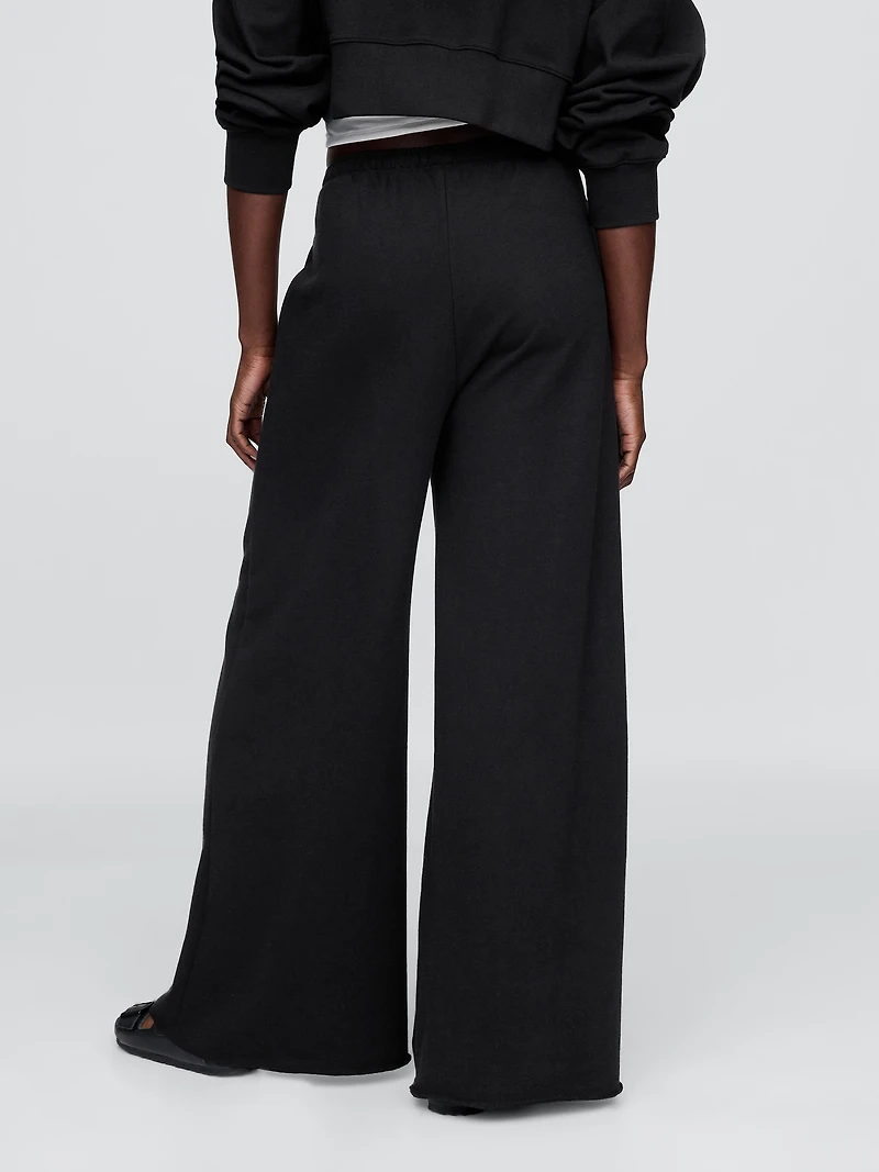 French Terry Wide-Leg Rolled-Hem Sweatpants