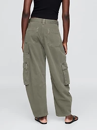 Mid Rise Barrel Cargo Pants