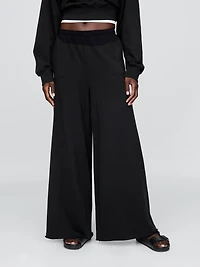 French Terry Wide-Leg Rolled-Hem Sweatpants