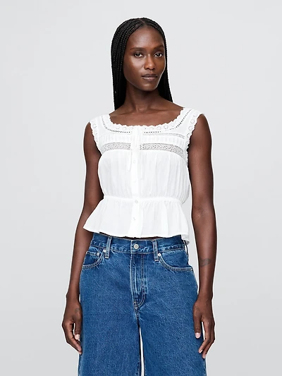 Lace-Trim Peplum Top