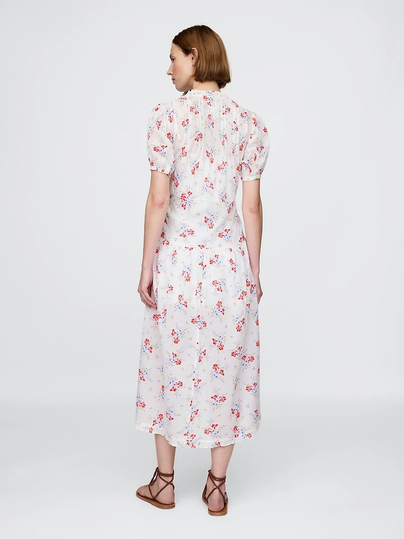 Gap × DÔEN Pintuck Floral Midi Dress