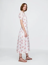 Gap × DÔEN Pintuck Floral Midi Dress