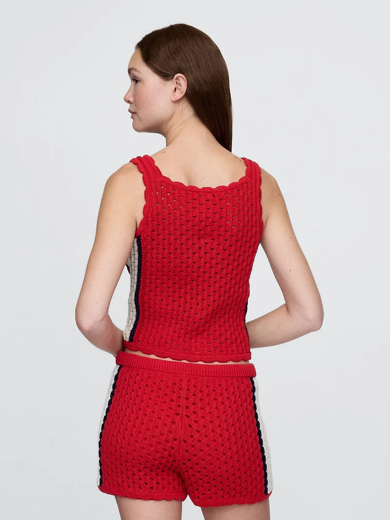 100% Cotton Crochet Cropped Tank Top