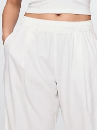 Mid Rise Linen-Blend Easy Barrel Pants