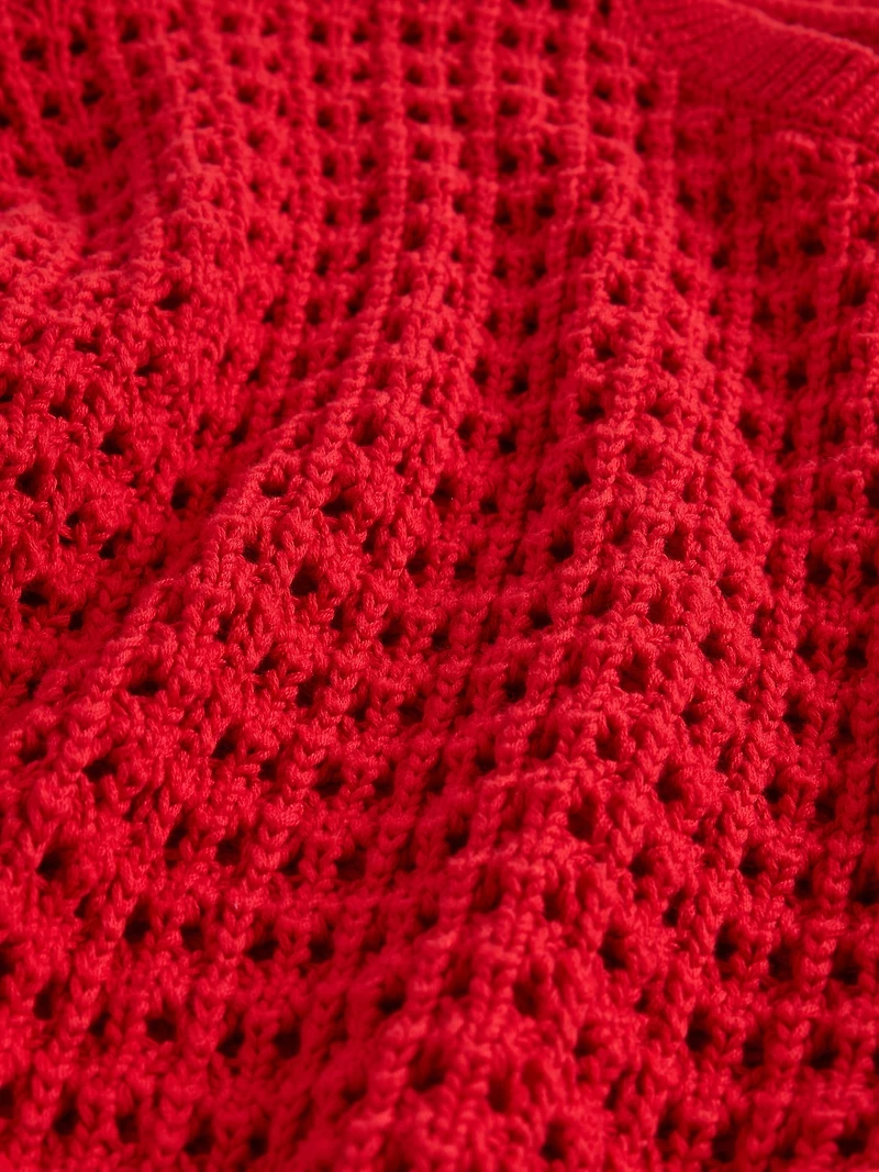 100% Cotton Crochet Crewneck Sweater