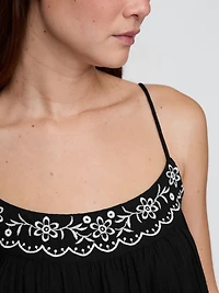 Cotton Gauze Embroidered Swing Dress