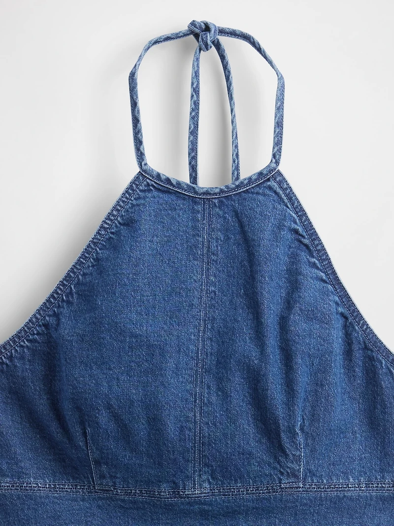 Denim Halter Mini Dress