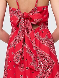 Linen-Blend Tie-Back Mini Dress