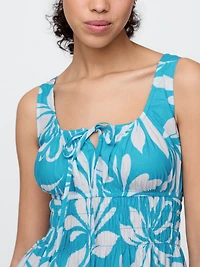 Poplin Smocked Midi Dress