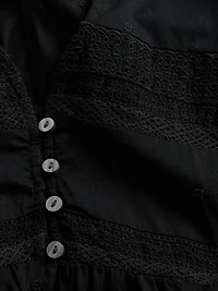 Flutter-Sleeve Eyelet Mini Dress