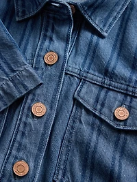 UltraSoft Denim Stripe Popover Mini Dress