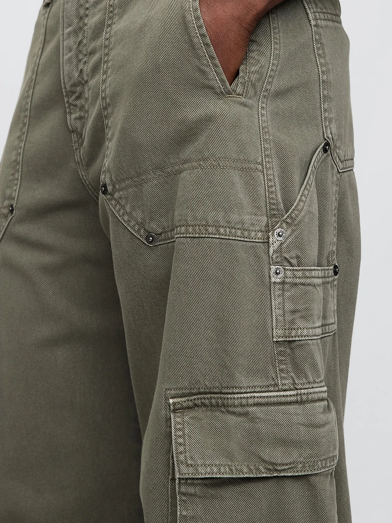 Mid Rise Barrel Cargo Pants