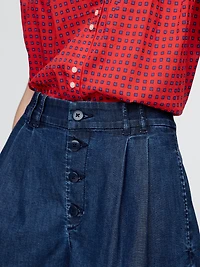 Gap × DÔEN High Rise Pleated Denim Trouser Shorts