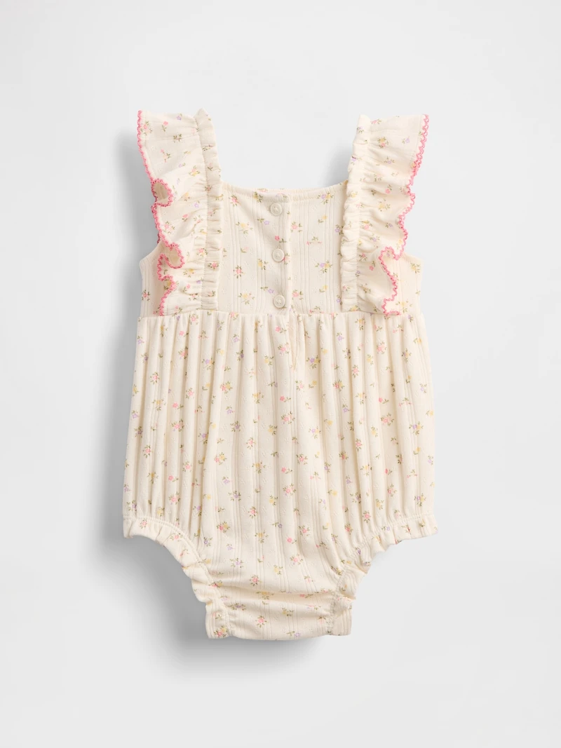 Baby Pointelle Rib Ruffle Bubble Shorty One-Piece