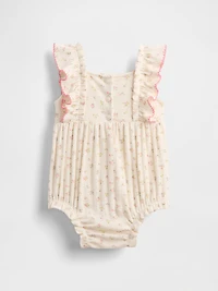 Baby Pointelle Rib Ruffle Bubble Shorty One-Piece