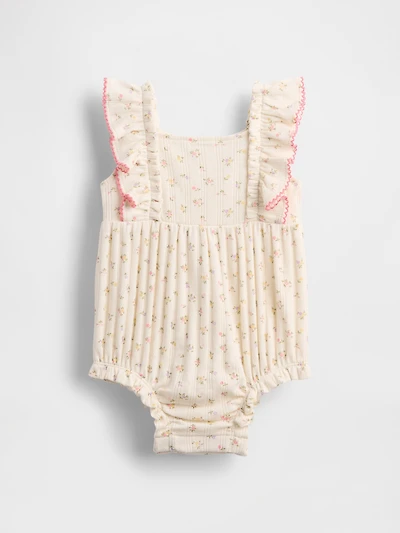 Baby Pointelle Rib Ruffle Bubble Shorty One-Piece