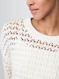 100% Cotton Crochet Crewneck Sweater