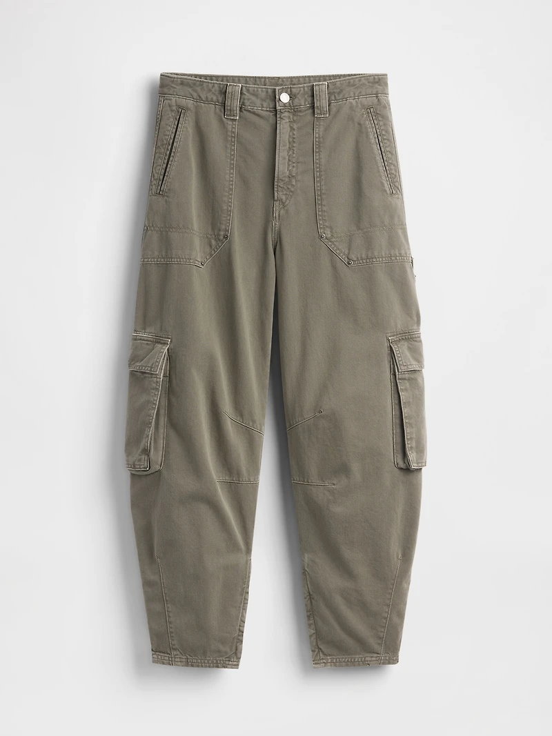 Mid Rise Barrel Cargo Pants
