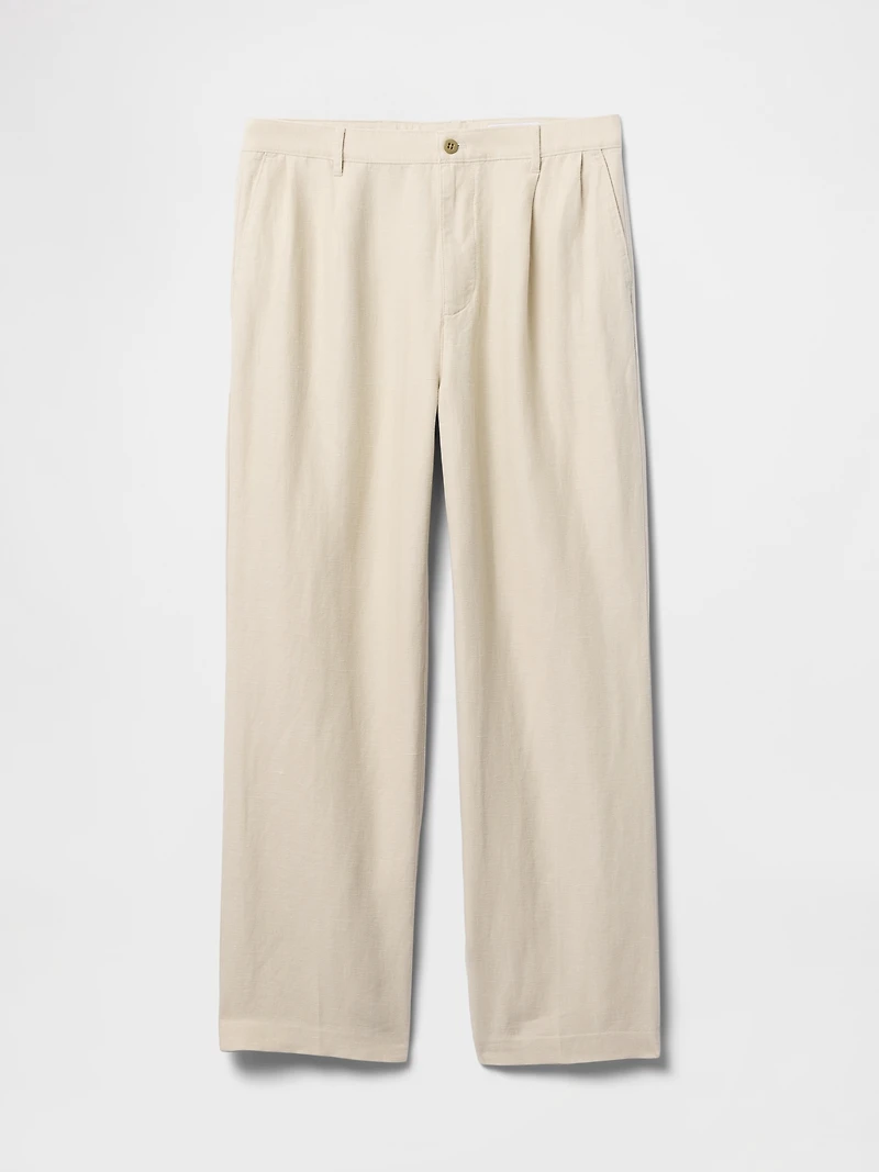 Linen-Cotton '90s Loose Pleated Khakis