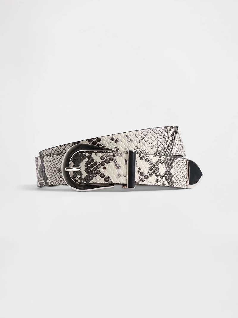 Leather Snake Print Belt