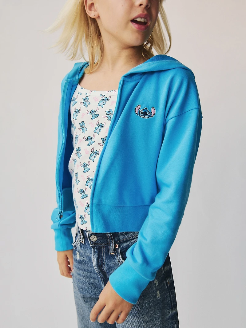 Lilo & Stitch Kids French Terry Crop Zip Hoodie