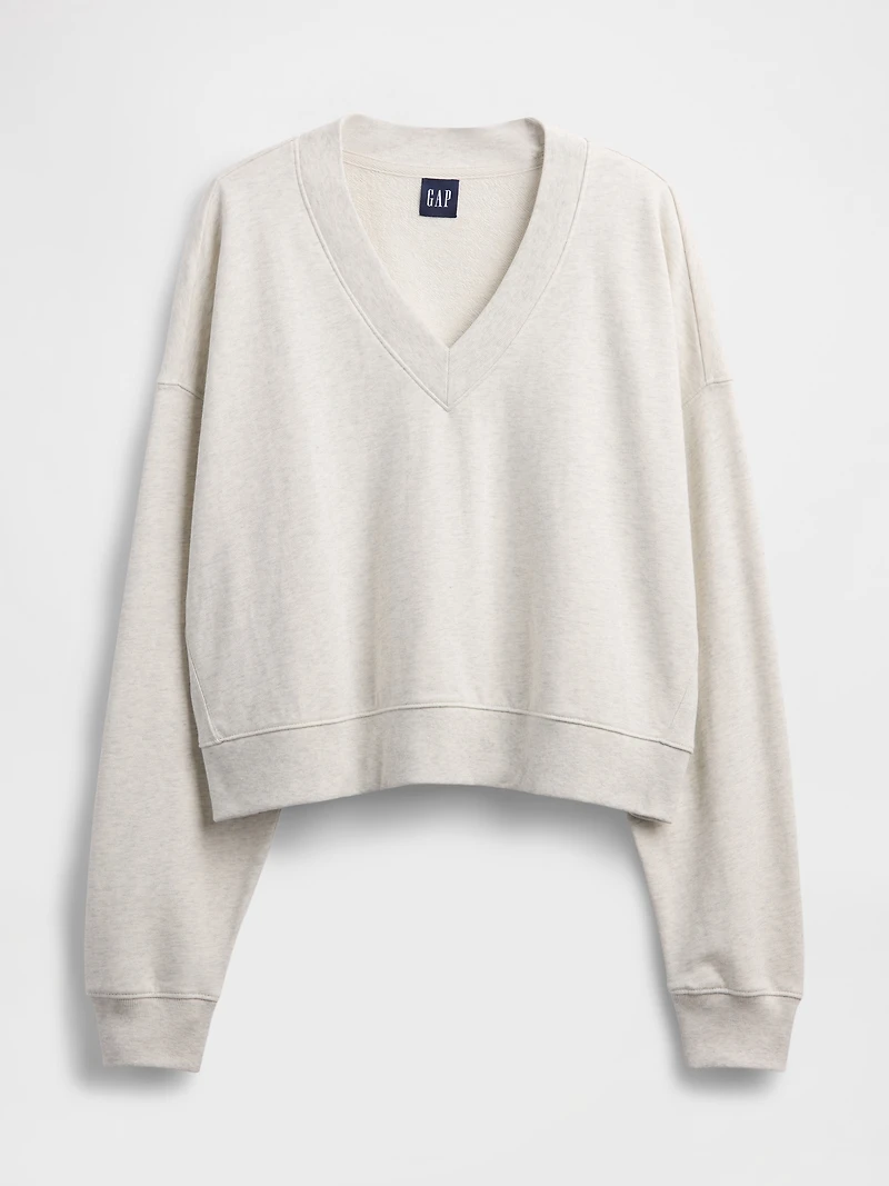French Terry V-Neck Crop Sweatshirt