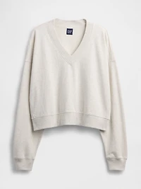 French Terry V-Neck Crop Sweatshirt
