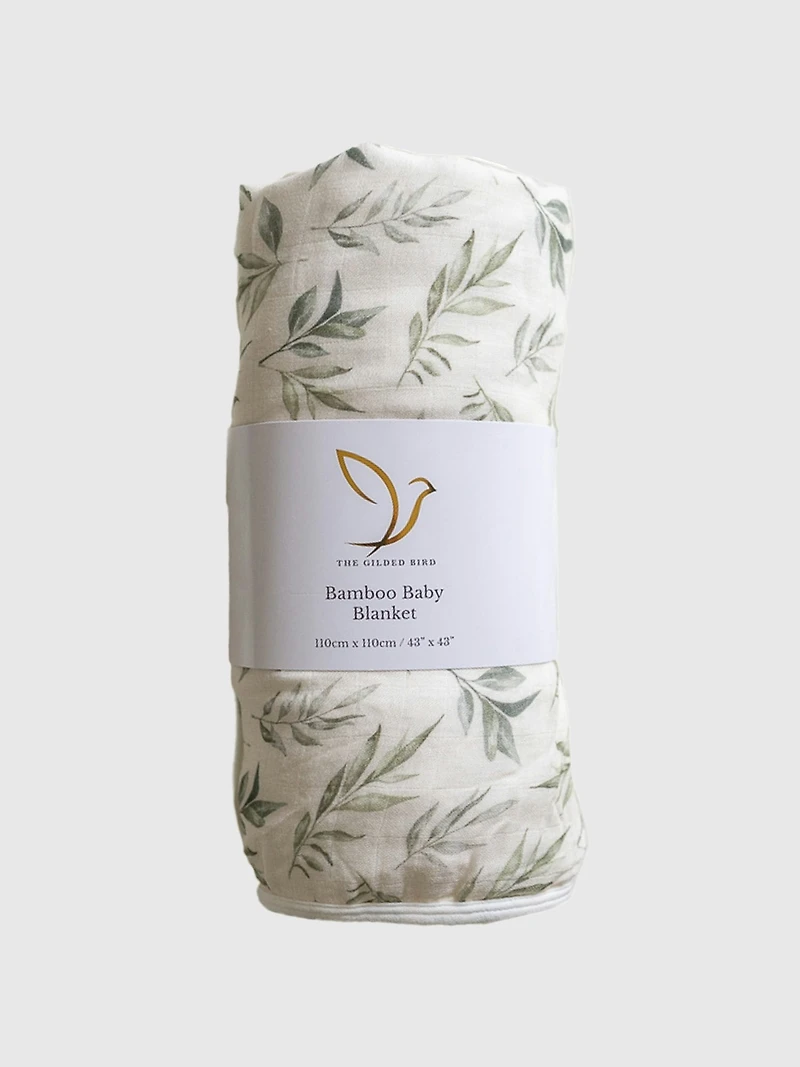 The Gilded Bird Linen Leaves Bamboo Baby Blanket