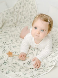 The Gilded Bird Linen Leaves Bamboo Baby Blanket