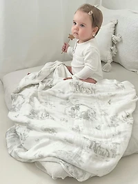 The Gilded Bird Linen Leaves Bamboo Baby Blanket