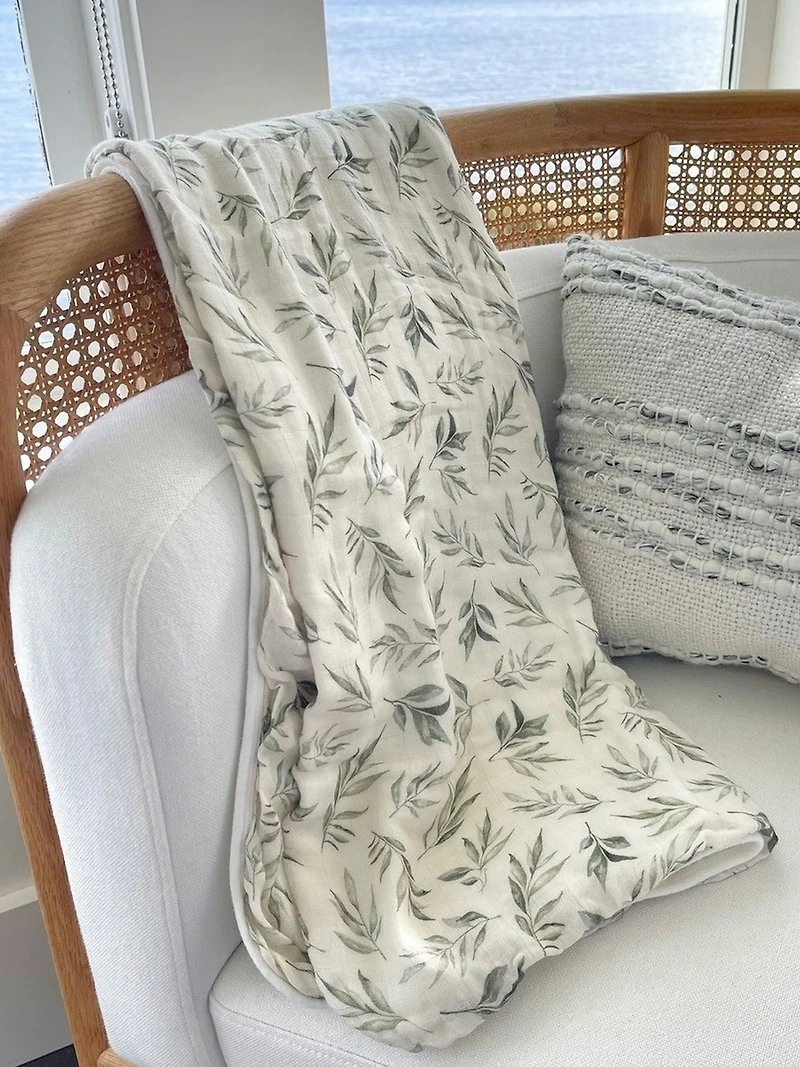 The Gilded Bird Linen Leaves Bamboo Baby Blanket