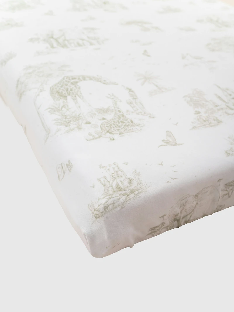 The Gilded Bird Safari Toile Fitted Crib Sheet