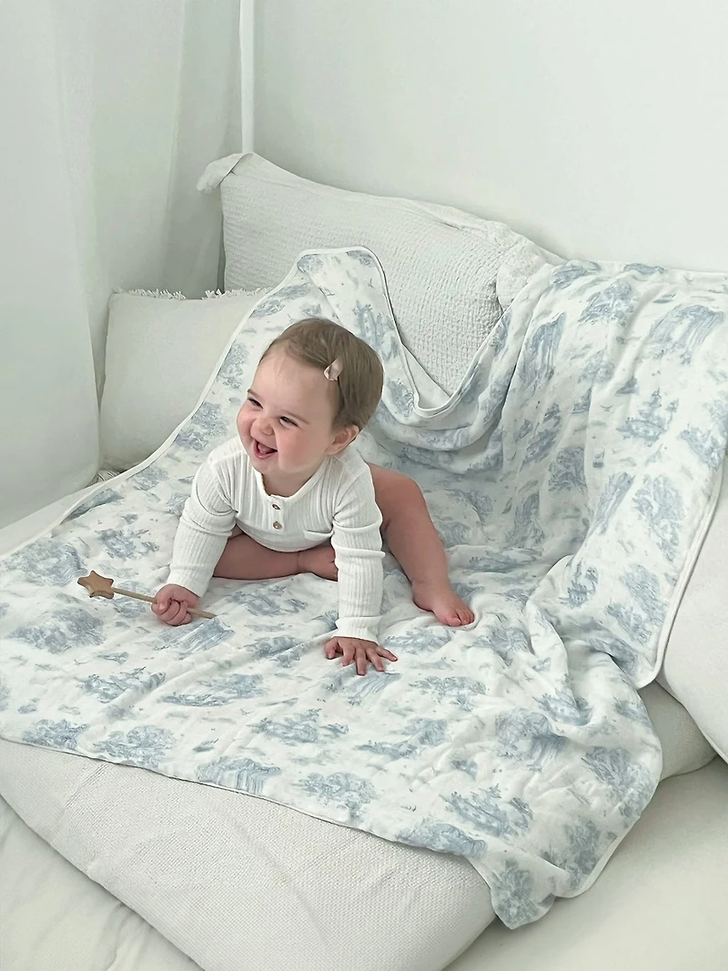 The Gilded Bird Spring Toile Bamboo Baby Blanket