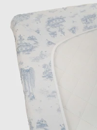 The Gilded Bird Spring Toile Blue Fitted Crib Sheet