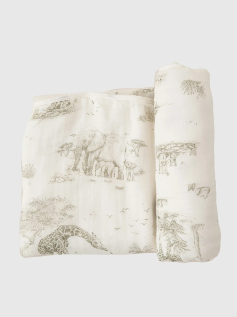 The Gilded Bird Linen Leaves Bamboo Baby Blanket