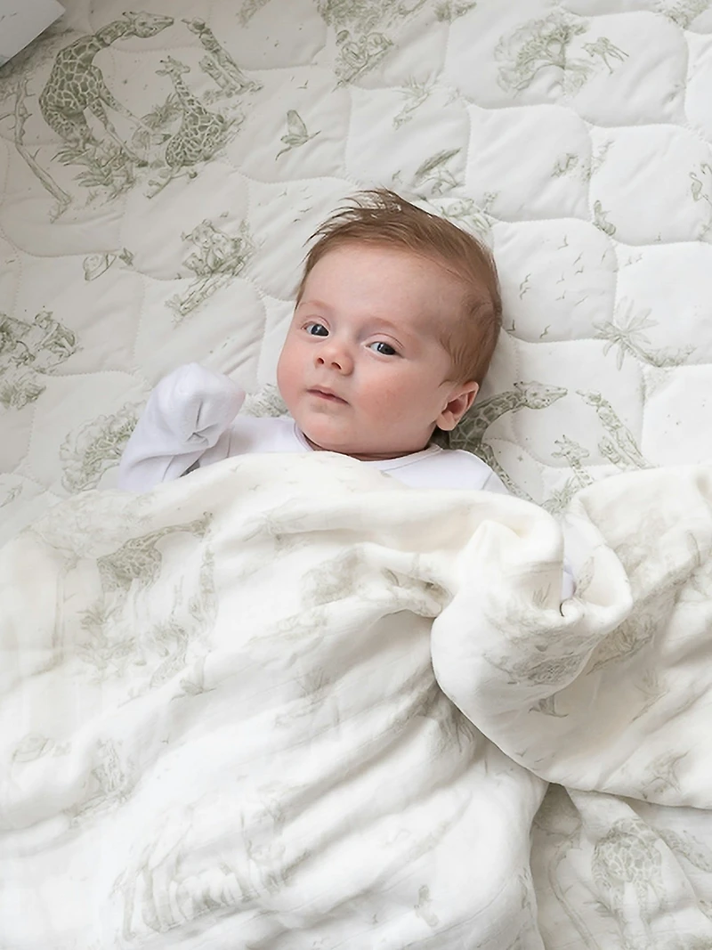 The Gilded Bird Linen Leaves Bamboo Baby Blanket