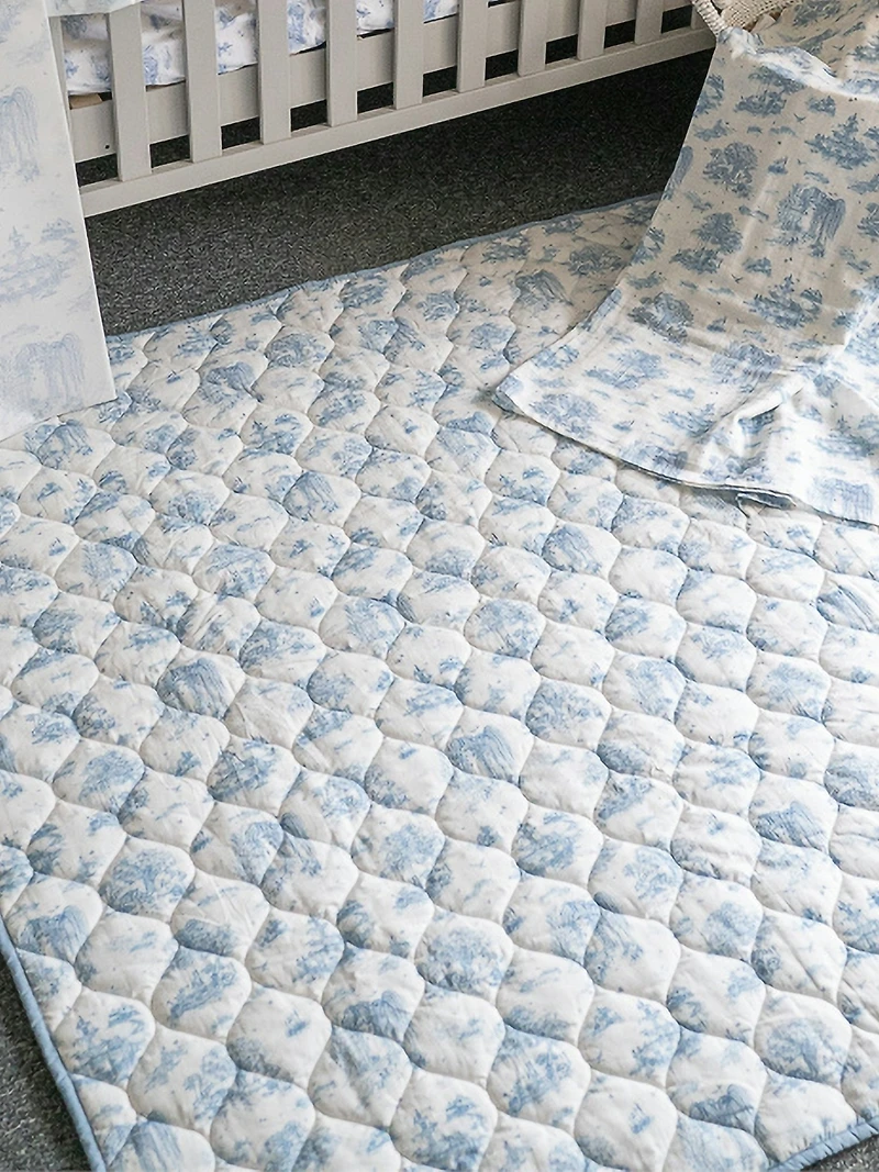 The Gilded Bird Spring Toile Quilted Playmat