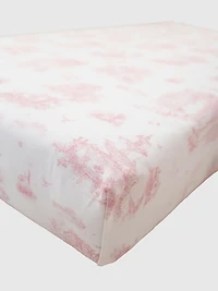 The Gilded Bird Spring Toile Pink Fitted Crib Sheet