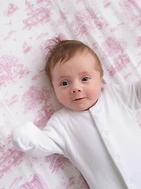 The Gilded Bird Spring Toile Pink Fitted Crib Sheet