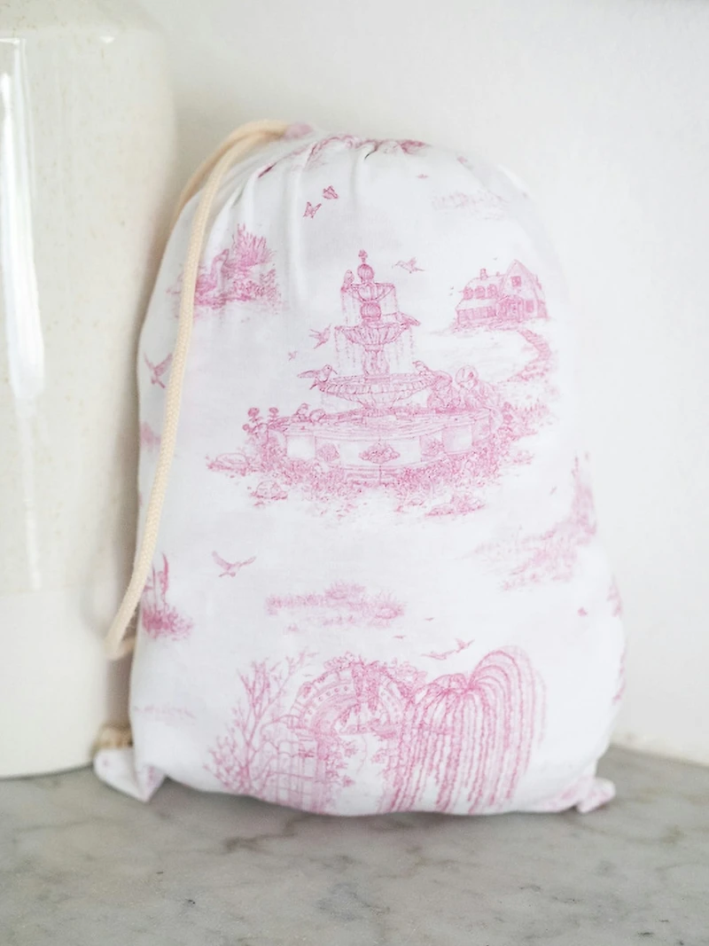 The Gilded Bird Spring Toile Pink Fitted Crib Sheet