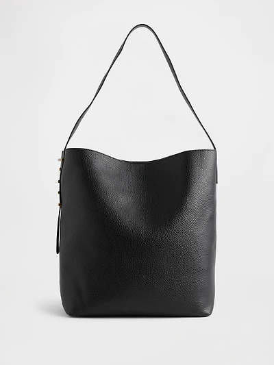 Vegan Leather Bucket Tote Bag