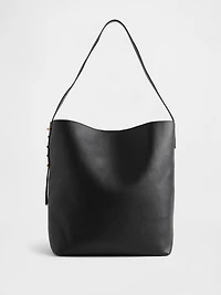 Vegan Leather Bucket Tote Bag