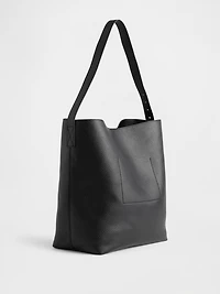 Vegan Leather Bucket Tote Bag