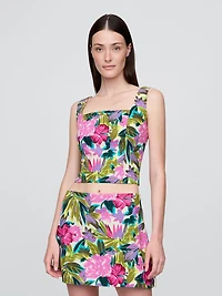 Linen-Blend Crop Top