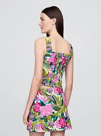 Linen-Blend Crop Top