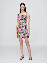 Linen-Blend Crop Top