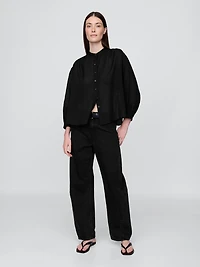 Sheer Button-Front Shirt