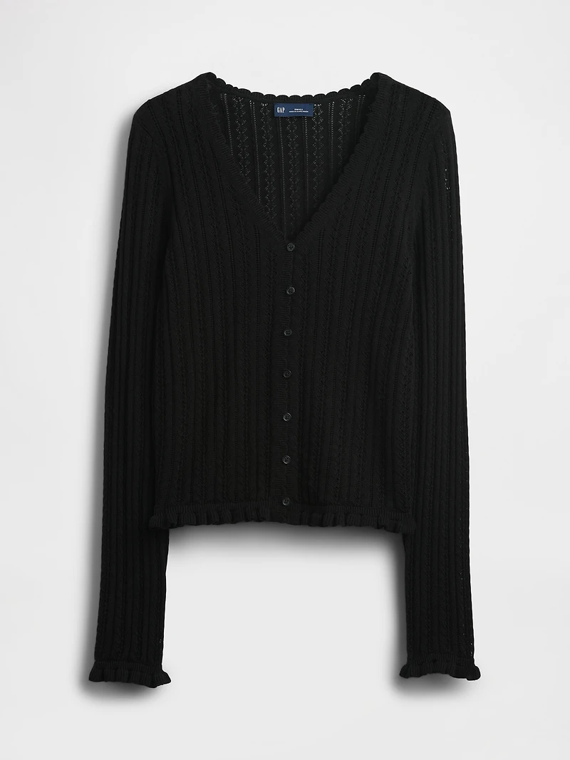 100% Cotton Pointelle Cardigan